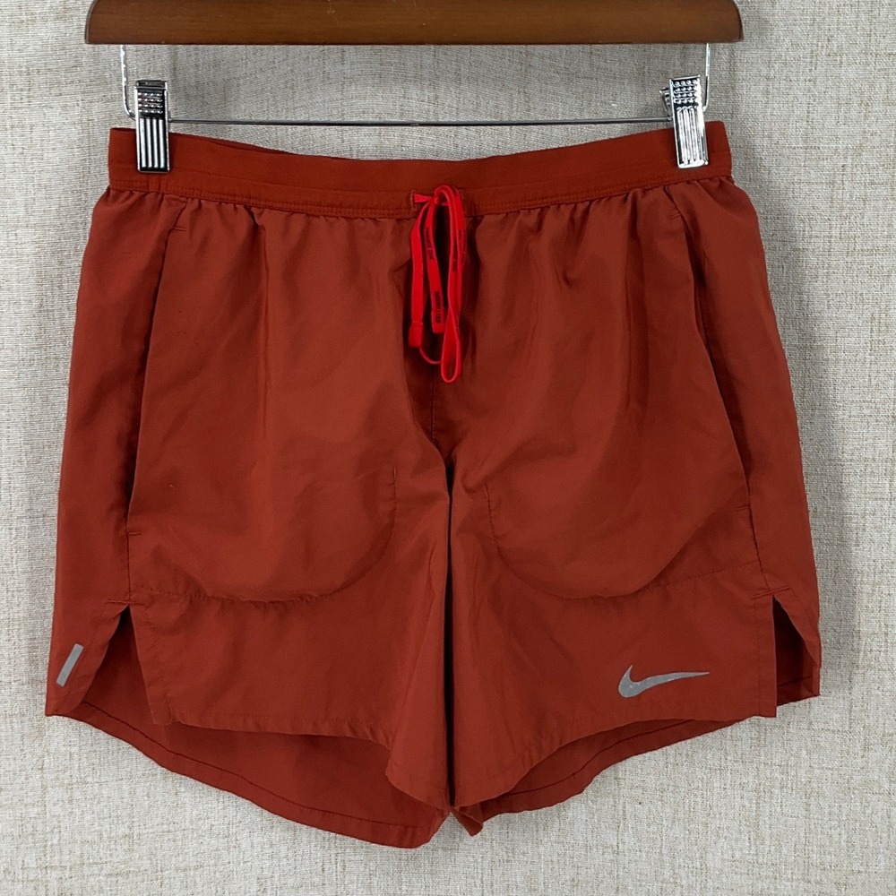 Nike Running Shorts Mens Small Rust Orange Dri-FIT Athletic Zipper Pocket